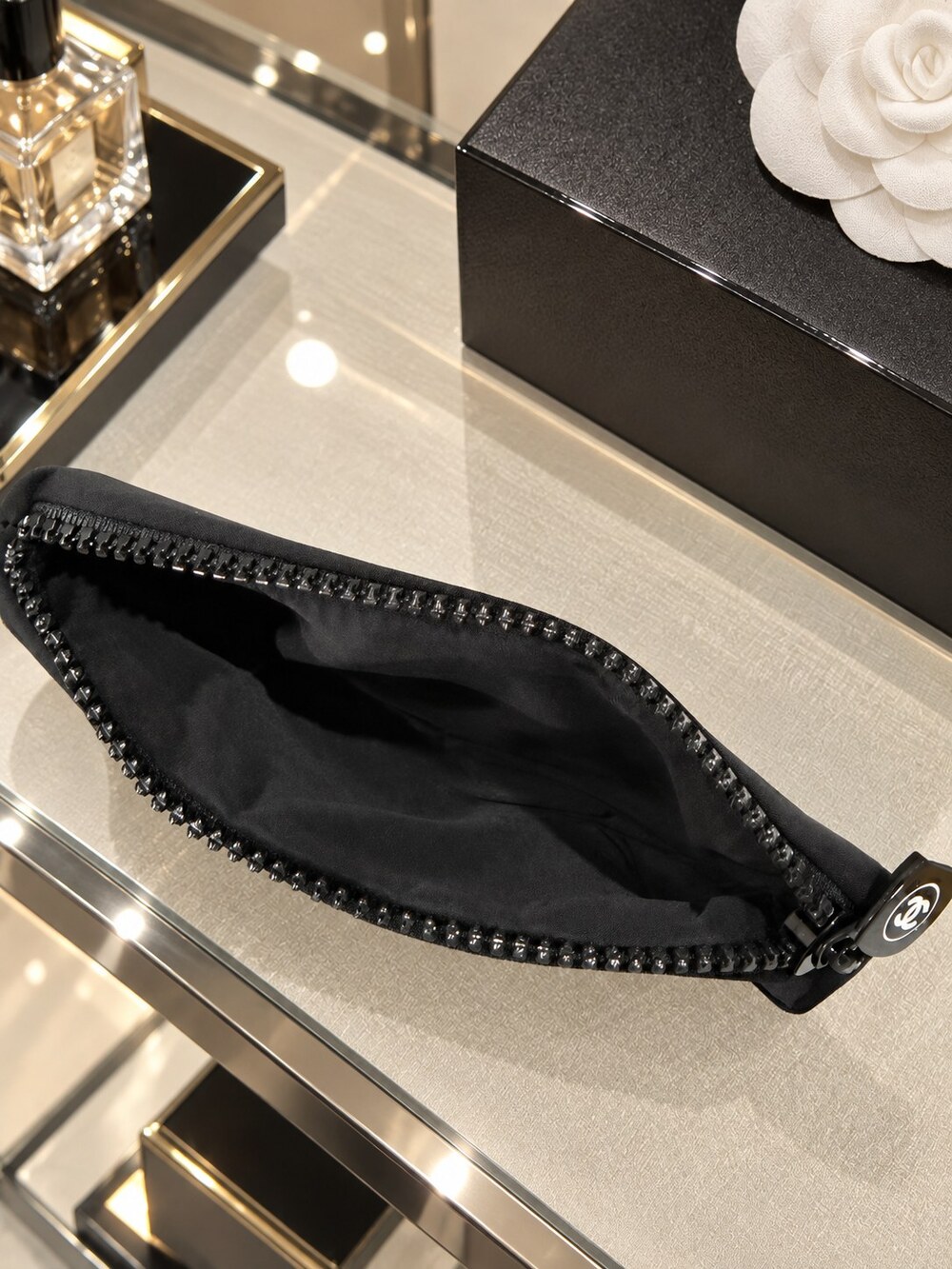 Chanel Black Zip Cosmetic Pouch | Polished Zip-Top Design - Picture 5 of 6